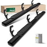YHTAUTO 5 Inch Running Boards for Chevy &amp; GMC, Crew Cab | Compatible with Colorado &amp; Canyon 2015-2026 | Oval Straight Carbon Steel Semi-Gloss Black Powder Side Steps