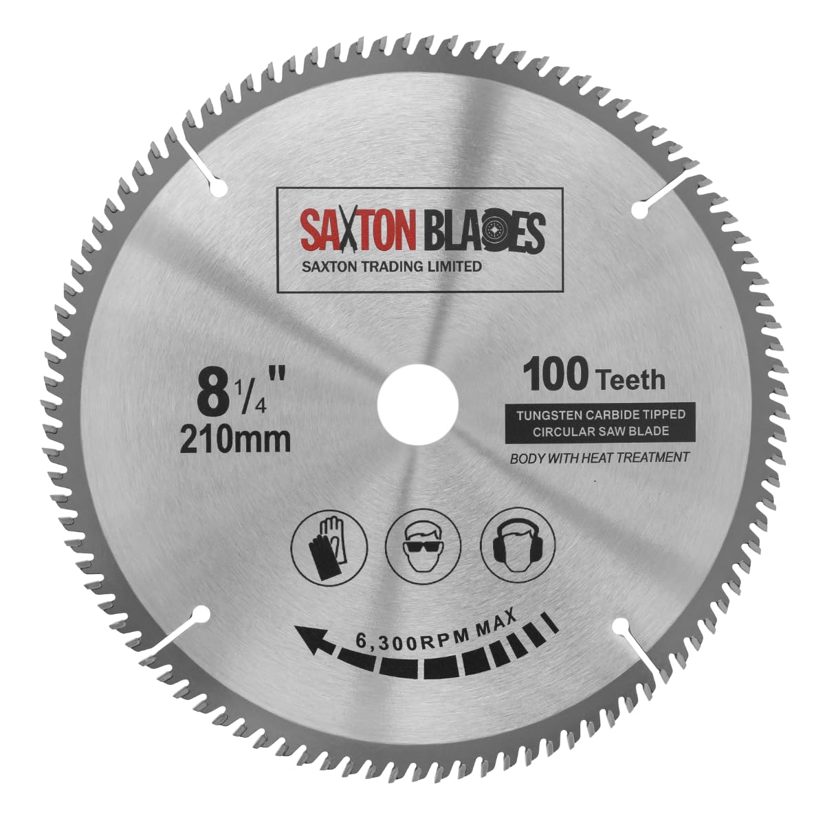 Saxton Fine Cutting TCT Circular Wood Saw Blade 210mm x 100T x 25.4mm Bore fits Evolution Rage Saws