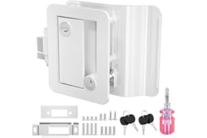 RISTOW Upgraded RV Door Locks for Travel Trailers with Paddle Deadbolt, Camper Door Latch Lock Replacement Kit for Trailer Door Camper Horse Trailer Cargo Hauler White