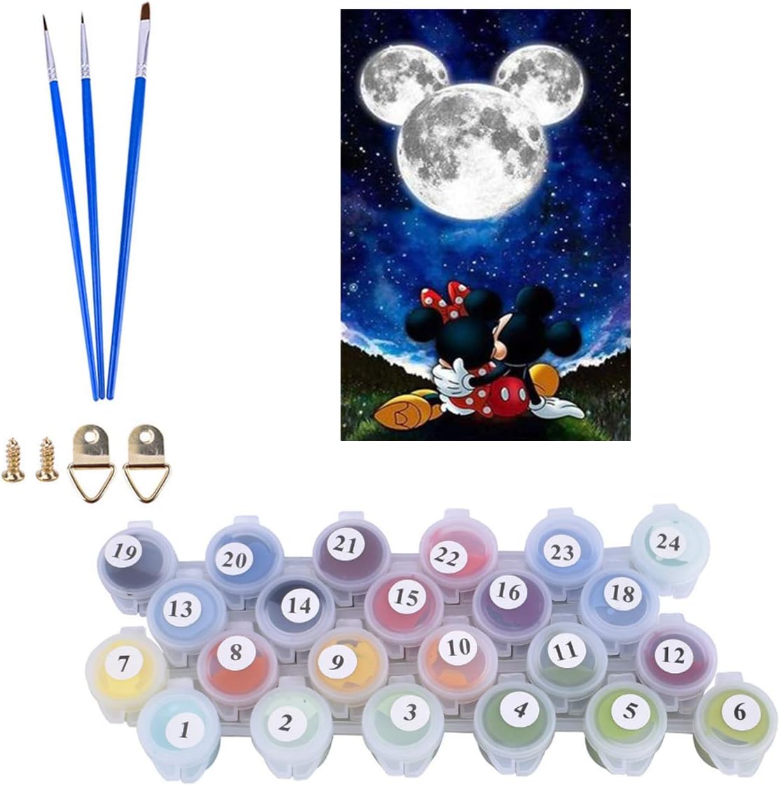 Amazon Co Jp Calyees ディズニーペイントby Numbersキット 月diy絵画 数字月 Diyキャンバス絵画 数字 ディズニー アクリル絵画キット ホームウォールデコレーション ディズニー ムーンペイント 16xインチ ホーム キッチン
