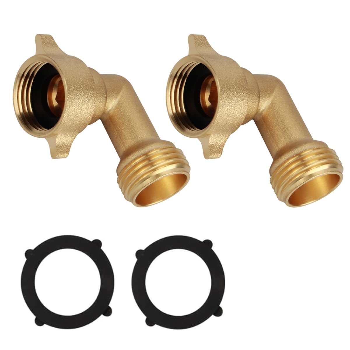Photo 1 of SAQXK 2pcs 90 Degree Water Hose Elbow for RV with Easy Grip Connector RV Drinking Water Hose Adapter RV Garden Hose Elbow for Faucet, City Water Inlet Connection with 2 Extra Pressure Washer