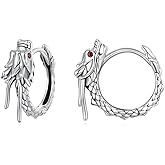 MUNDELL 925 Sterling Silver Vintage Dragon Huggie Hoop Earrings Angel Wings Hypoallergenic Ear Buckles for Women Jewelry Gift