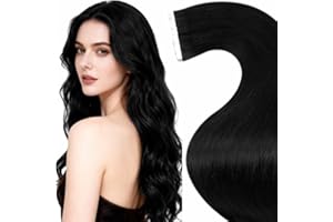 LaaVoo Tape in Hair Extensions Human Hair Tape in Extensions 24inch Black Invisible Hair Extensions Tape on Soft Hair 60cm 50