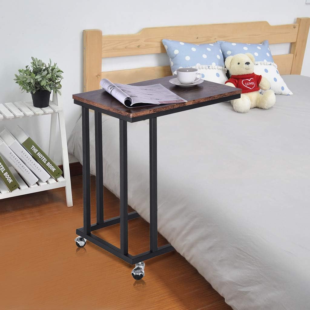 Amazon Com Industrial Side Table Mobile Snack Table For Coffee