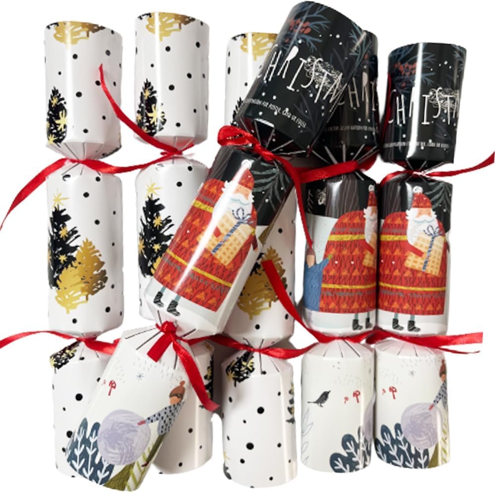Volsha 10 Luxury Chritmas Crackers, 10 Hats 20 Strings Christmas Party Game DIY Cracker Festive Seasonal no Snap