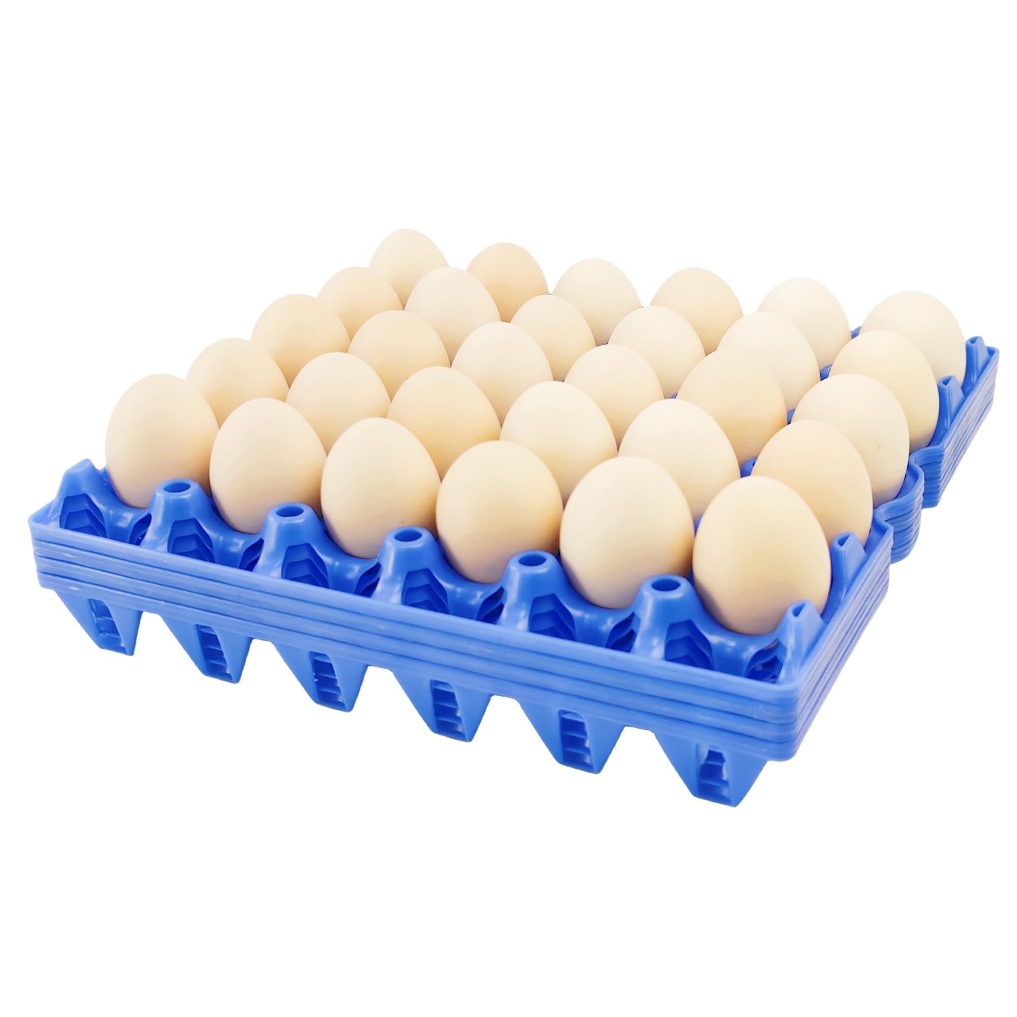Photo 1 of 4-Pack Plastic Egg Tray Egg Crates 30-Egg Flats for Home Chicken Farmers, Stackable Egg Cartons Hold Multiple Eggs, Great for Storing, Sorting, and Shipping Eggs, Durable and Reusable (Blue)