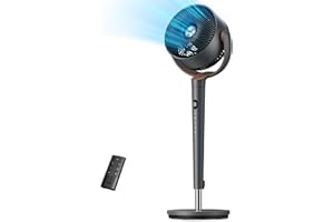 Dreo Fan for Bedroom, 120° Oscillating Standing Fans, Quiet Floor Fan with DC Motor, 100ft Pedestal Fans for Room, 9 Speeds, 4 modes, 20dB, 120° Manual Vertical, 37-42" Adjustable Height, 9H Timer