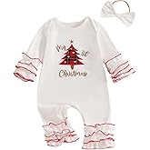 citgeett My First Christmas Baby Girl Outfit Santa Long Sleeve Romper Jumpsuit Onesie Christmas Newborn Girl Outfits Clothes