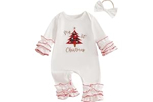 citgeett My First Christmas Baby Girl Outfit Santa Long Sleeve Romper Jumpsuit Onesie Christmas Newborn Girl Outfits Clothes