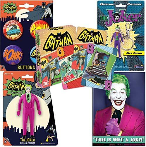 PopShoppes The Joker (Batman Classic TV Series) PopBox (Bendable Figure, Playing Cards, Bendable Keychain, Magnet and Button Set)