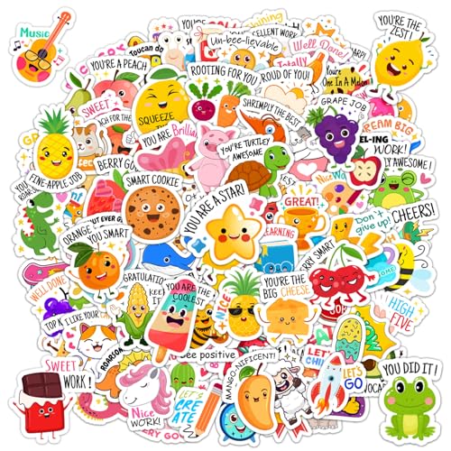 KARSLORA Kids Stickers - 100 PCS Funny Teacher Reward Stickers for Classroom