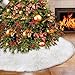 Faux Fur Christmas Tree Skirt 35.4 inches Elegant White Xmas Holiday Tree Skirts for Christmas Decorations