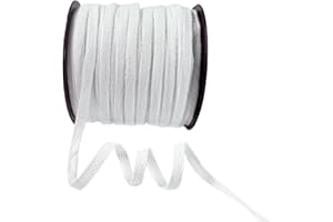 PAMIR TONG 1/4 Inch White Cotton Herringbone Webbing Tape - 100 Yards Bulk Roll for Gift Wrapping, Tags, Bias Binding, Sewing, Book Binding, Handles for DIY Crafts, Clothing & Packaging