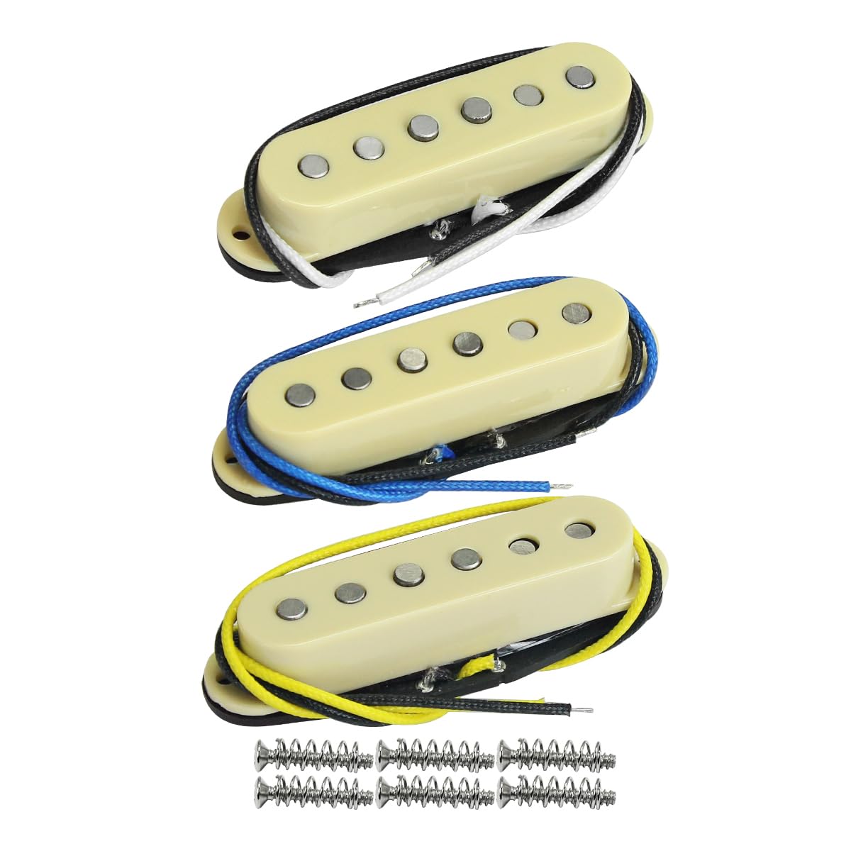 FLEOR Single Coil Pickup Alnico 5 ST Pickups Guitar Neck/Middle/Bridge Pickups Staggered for SQ ST Pickups Replacement, Cream โ image 1