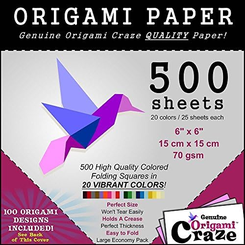 Origami Paper 500 Sheets Premium Quality For Arts And Crafts 6 Inch Square Sheets 20 Vivid Colors Same Color On Both Sides 100 Design E Book