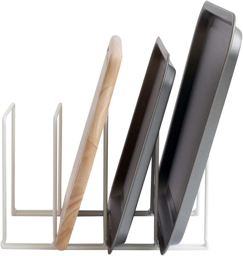 simplywire - Baking Tray and Chopping Board Rack - Pan Storage - Kitchen Cupboard Organiser - White, 1 Pack - Image 4