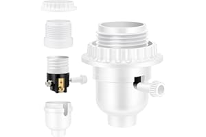 UL Listed E26 Light Socket 1 Pack, White Threaded Lamp Socket Replacement with ON/Off Switch, Medium Base Lamp Parts with Lam