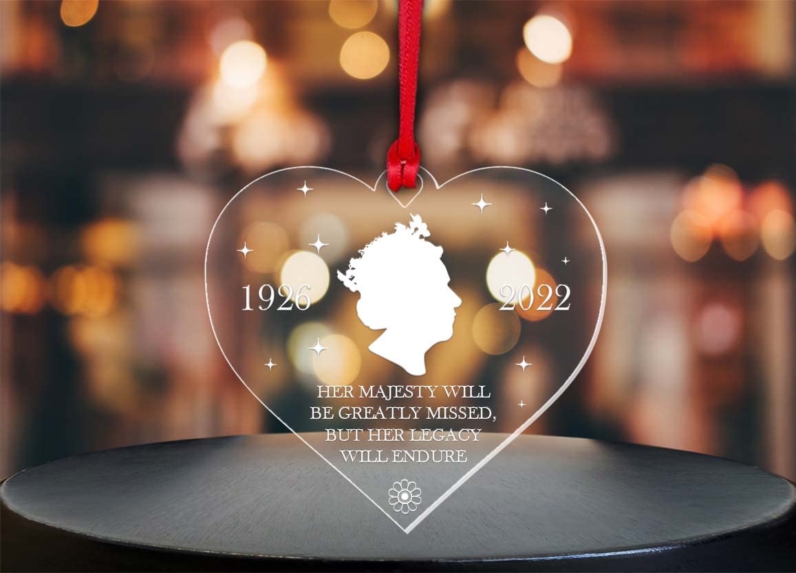 HRH Queen Elizabeth Acrylic Memory Bauble Christmas Tree Decoration Keepsake