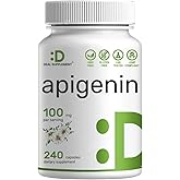 Apigenin, 100mg Per Serving, 240 Capsules – Raw Plant Extract from Chamomile Flower – Active Bioflavonoids & Antioxidants – S