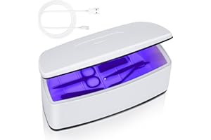 GOLASHFUN Nail Tools Sterilizer, Double Tube Blue Light Clean Function, USB Plug-In, 1l Large Capacity For Nail And Beauty Salon Tools, Jewellery, Glasses, Mobile Phone Sterilizer (White2)