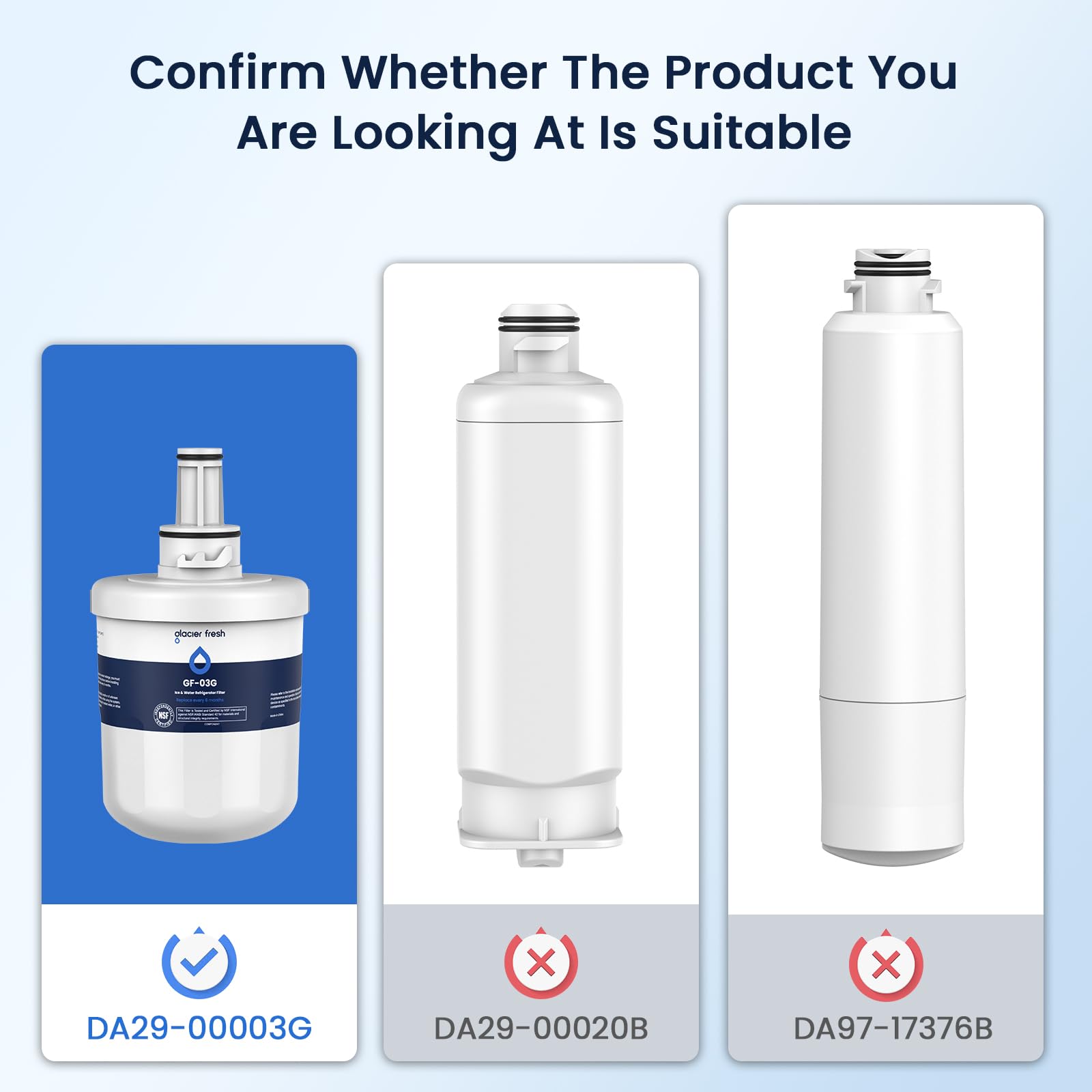 GLACIER FRESH Replacement for DA29-00003G Water Filter, Compatible with Samsung* Aqua-Pure Plus, DA29-00003F, DA29-00003B, HAFCU1, RFG237AARS, FMS-1, RS22HDHPNSR, RSG257AARS, WSS-1, 3 Pack