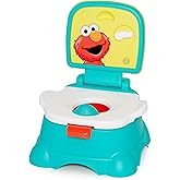 Sesame Street Elmo Hooray 3-in-1 Potty Training Toilet Seat and Step Stool, Easy to Clean Design with Flush Handle and Sounds, Portable and Great for Travel, Perfect for Toddler Boys and Girls 1-3
