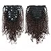 Sassina Remi Brazilian Human Hair Extensions Kinky Curly Clip In Double Wefts Thick Hair For Full Head Black Women 1B Off Black Fading into Light Chocolate Brown 120 Grams KC 1BT4# 14 Inch