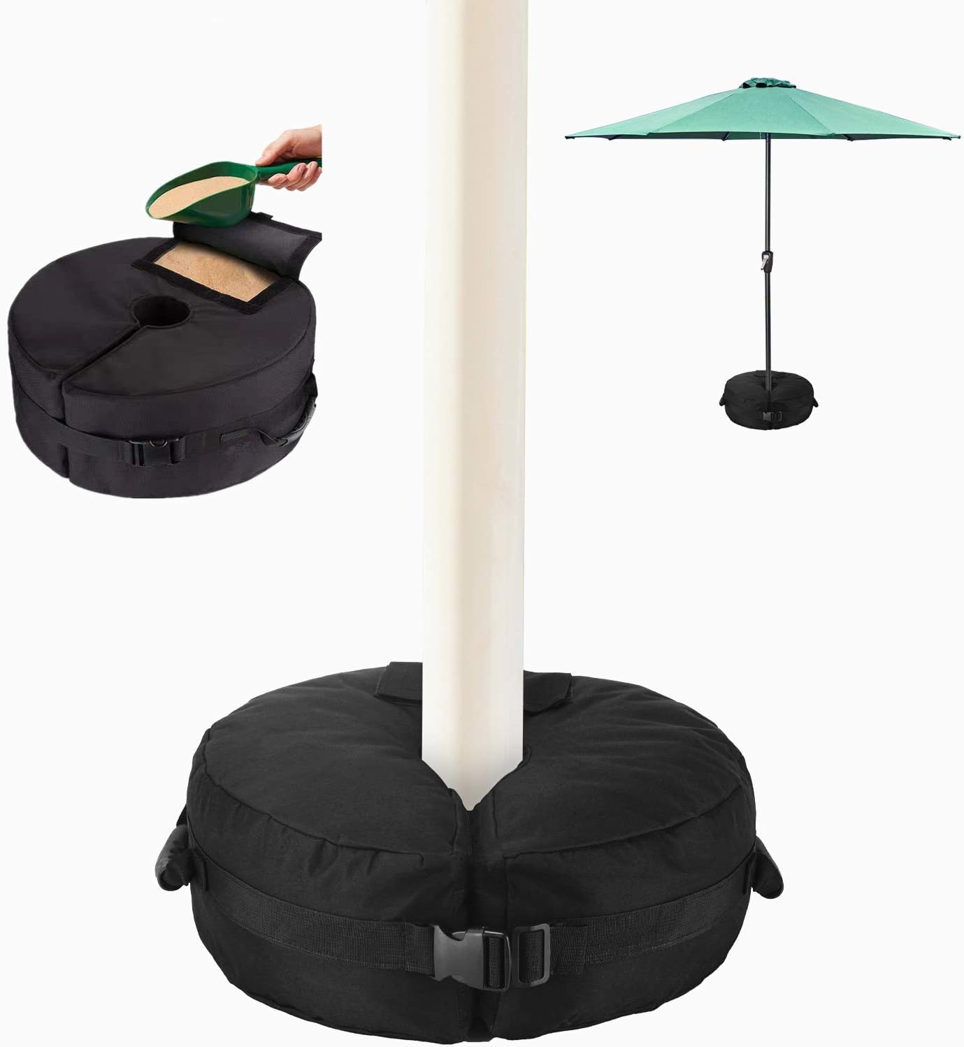 Patio Umbrella Base with Side Slot Opening, Heavy Duty 18" 900D ,Round Umbrella Base Weight Bag for Umbrella Stand, Suitable for Outdoor Umbrellas Up to 100 lbs