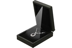 LETURE LED Light Pendant Necklace Gift Box, Velvet Jewelry Storage Display Case for Proposal Engagement Wedding Anniversary Birthday Valentine's Day (Black)