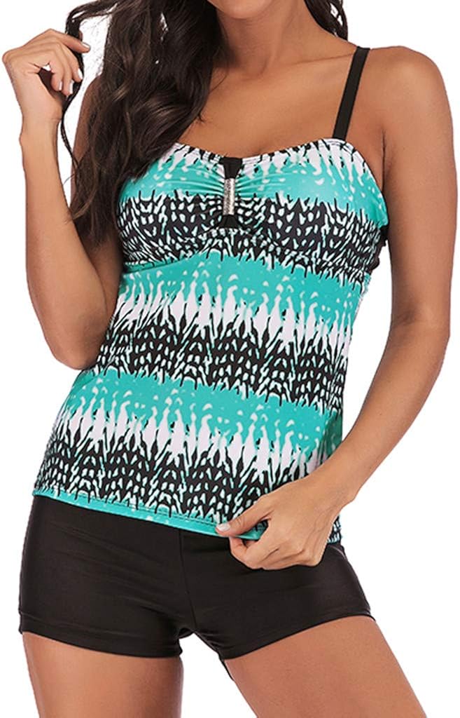 Sayhi Women Plus Size Gradient Tankini Swimsuits Tummy Control Swimwear