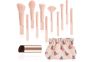 GOERTI 11 Pcs Mini Travel Makeup Brush Set With Case, Professional Premium Synthetic Kabuki Powder Foundation Blush Fan Highlight Eye Blending Shadows Concealer and Lips Brush Kit for Travel