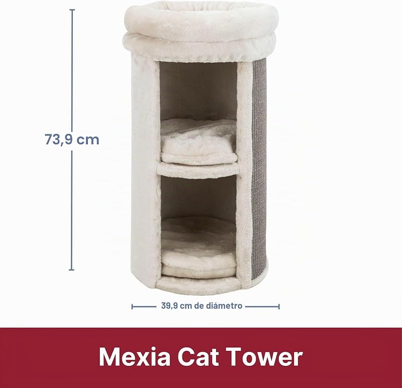 Mexia - Torre de condominio para Gatos de 2 Pisos, Plataforma Superior con Cama extraíble, Cojines extraíbles de 15.75 x 15.75 x 29 Pulgadas