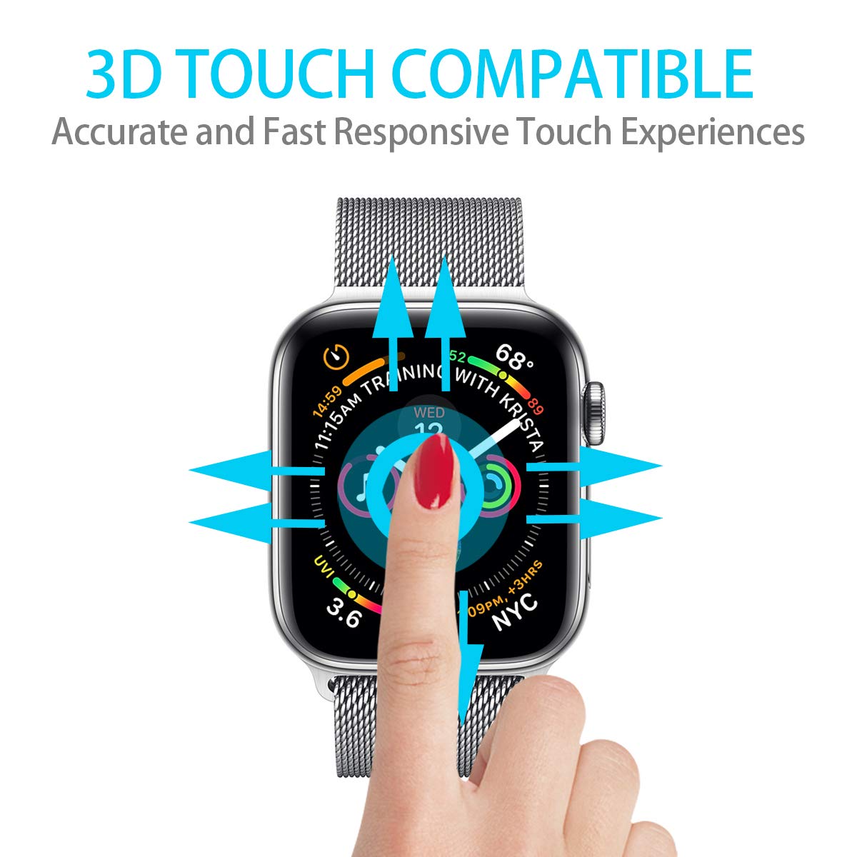 Mercase Apple Watch Screen Protector Series 4 [Full Coverage Protection,ScratchProof,Anti Fingerprint,Bubble-Free,HD Clear,0.25mm Ultra-Thin] 9H Hardness iWatch 44mm Tempered Glass Screen Cover Film