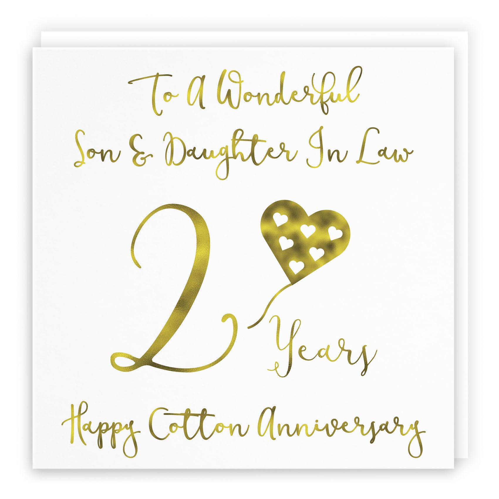 Hunts England - Large Son And Daughter In Law 2nd Anniversary Card - To A Wonderful Son & Daughter In Law - 2 Years - Happy Cotton Anniversary - Milano Collection - Large - 210 x 210 mm — image 1
