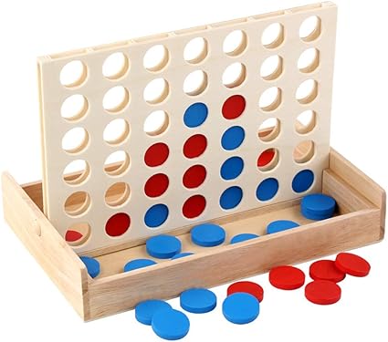 Amazon Com Wooden Four In A Row Game Connect Four Games For Kids
