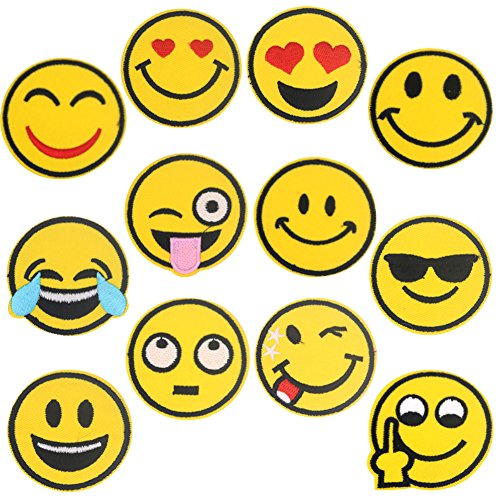 ONINIT 24pcs/pack 5 CM Emoji Emoticon Face Iron On Applique Patches for Clothes