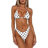 VnimVinter Women Polka Dot Bikini Sets Sexy Halter String Triangle High Cut Cheeky 2 Piece Bathing Suit
