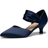 GotSoft Womens Low Kitten Heels Pointed Toe Slip on Pumps Ankle Strap Elegant Party Wedding Dress Shoes
