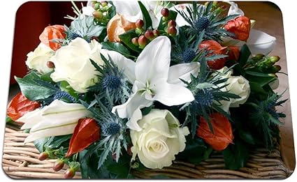 Amazon 22cmx18cm マウスパッド バラユリサイサリス花ブーケ組成 パターンカスタムの マウスパッド Bingbongbu マウスパッド 通販