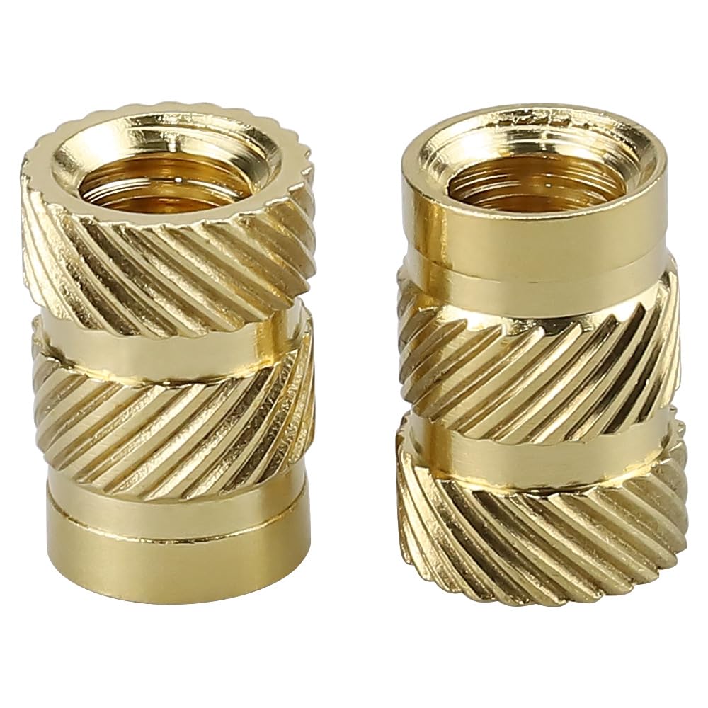 Photo 1 of #6-32 Brass Threaded Inserts (60-Pack), Heat Set Knurled Nuts for 3D Printing & Plastics, 5/32" Height, Female Threaded Brass Inserts