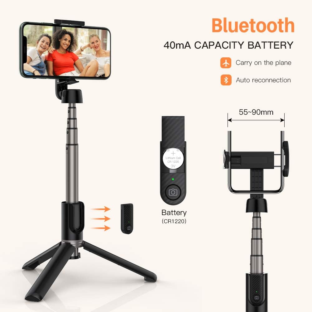 Yoozon Selfie Stick Tripod Bluetooth, Extendable Phone Tripod Selfie Stick with Wireless Remote Shutter for iPhone SE 2/11/11 Pro/11 Pro Max/Xs MAX/XR/XS/X, Galaxy S20/Note 10/S10/S9, Google and More
