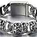 Heavy and Study Mens Stainless Steel Biker Skull Bracelet Silver Black Two-tone Polished