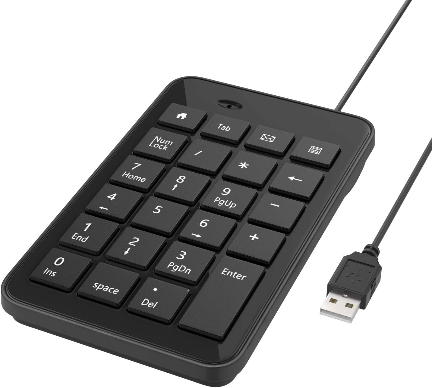MoKo Numeric Keypad Wired, Portable USB Numpad 23 Keys Full-Size Keyboard Ultra Slim Mini Number Pad, Ergonomic Number Keyboard Extensions for Laptop, Desktop, MacBook, PC, Notebook, Computer - Black