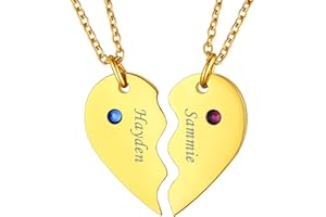 FindChic Personalized BFF Necklace for 2/3/4/5/6 Puzzle Matching Name Heart Pendant Stainless Steel Jewelry Gifts for Best Fr