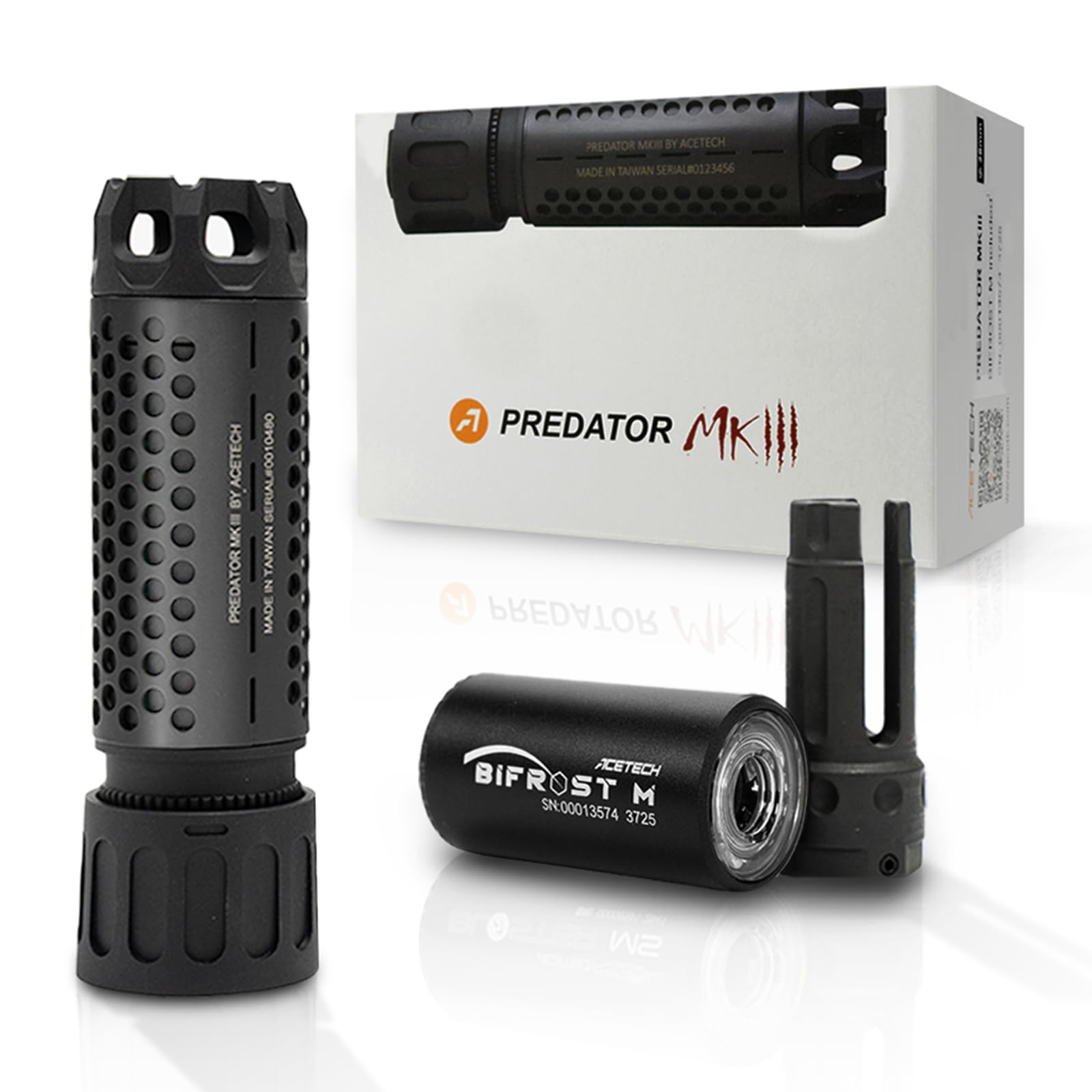 ACETECH Tracer Unit Predator MKIII Compatible with 14mm CCW Negative Thread Supports Tracer BBs LED Beam Lighting Effect (MKIII Bifrost - Black)