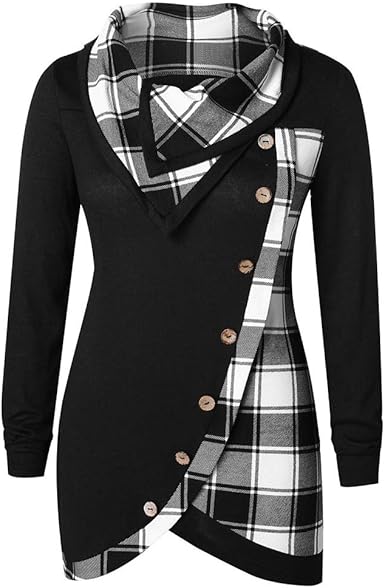 turtleneck tartan asymmetrical sweatshirt