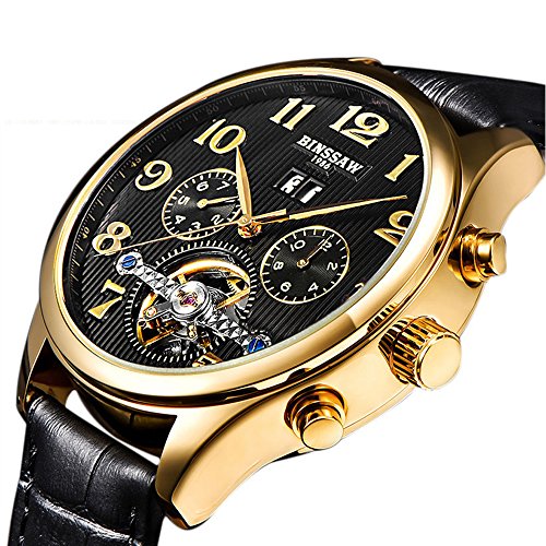 Mens Automatic Mechanical Watches for Men Tourbillon Leather Date Luxury Brand Sports Watch