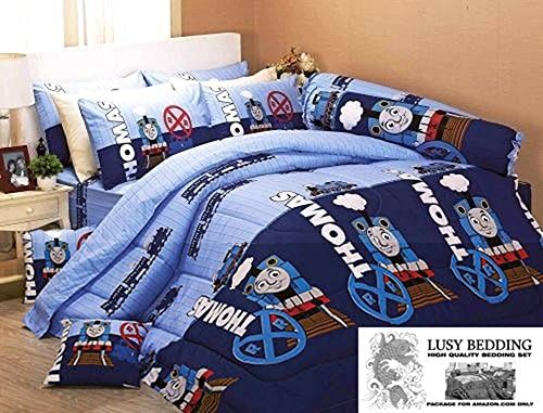 Thomas &amp; Friends Official Licensed Bedding Set, Bed Sheet, Pillow Case, Bolster Case, Comforter PK055 Set ฺB+1 (QUEEN 60"x78") with "Lusy Bedding" Label