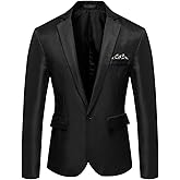 Men's Casual Suit Jacket Slim Fit One Button Notched Lapel Business Daily Lightweight Blazer Jacket