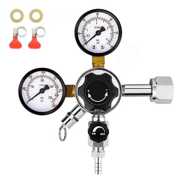 FERRODAY DUAL GAUGE CO2 REGULATOR BEER KEGERATOR CO2...